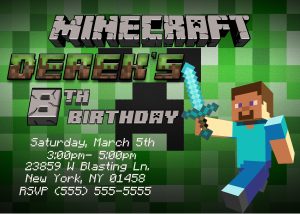 Minecraft Birthday Card Ideas Minecraft Birthday Invitation Kustom Kreations