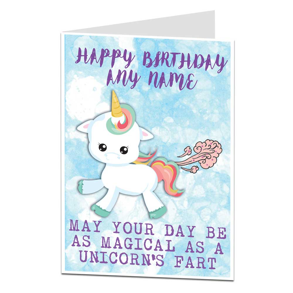 Poster Birthday Card Ideas Details About Personalised Unicorn Birthday Card Funny Farts Theme Gift Things Ideas For Her