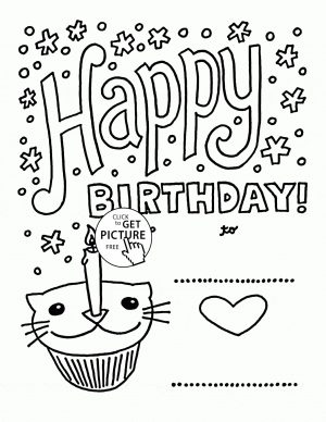 Special Birthday Card Ideas Coloring Ideas Happy Birthday Card With Cat Cupcake Coloring Page