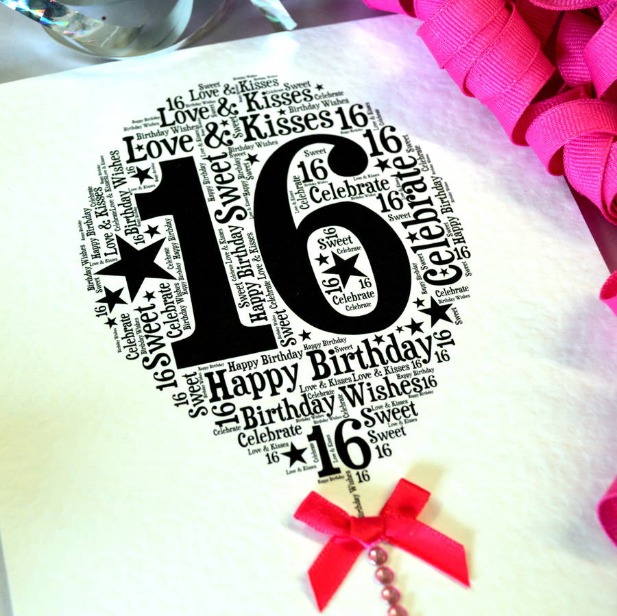 Sweet 16 Birthday Card Ideas 16th Happy Birthday Balloon Sparkle Card