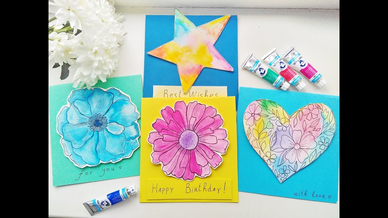 Watercolor Birthday Card Ideas Diy Easy Watercolor Cards Ideas Greeting Card Making Tutorials Part 1